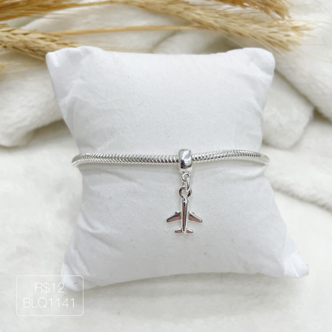 Berloque Avião Liso Pendurado Prateado